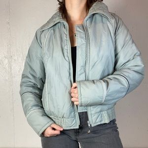 Vintage 80s Pale Blue Turtle Bay Full Zip Cropped Puffy Coat